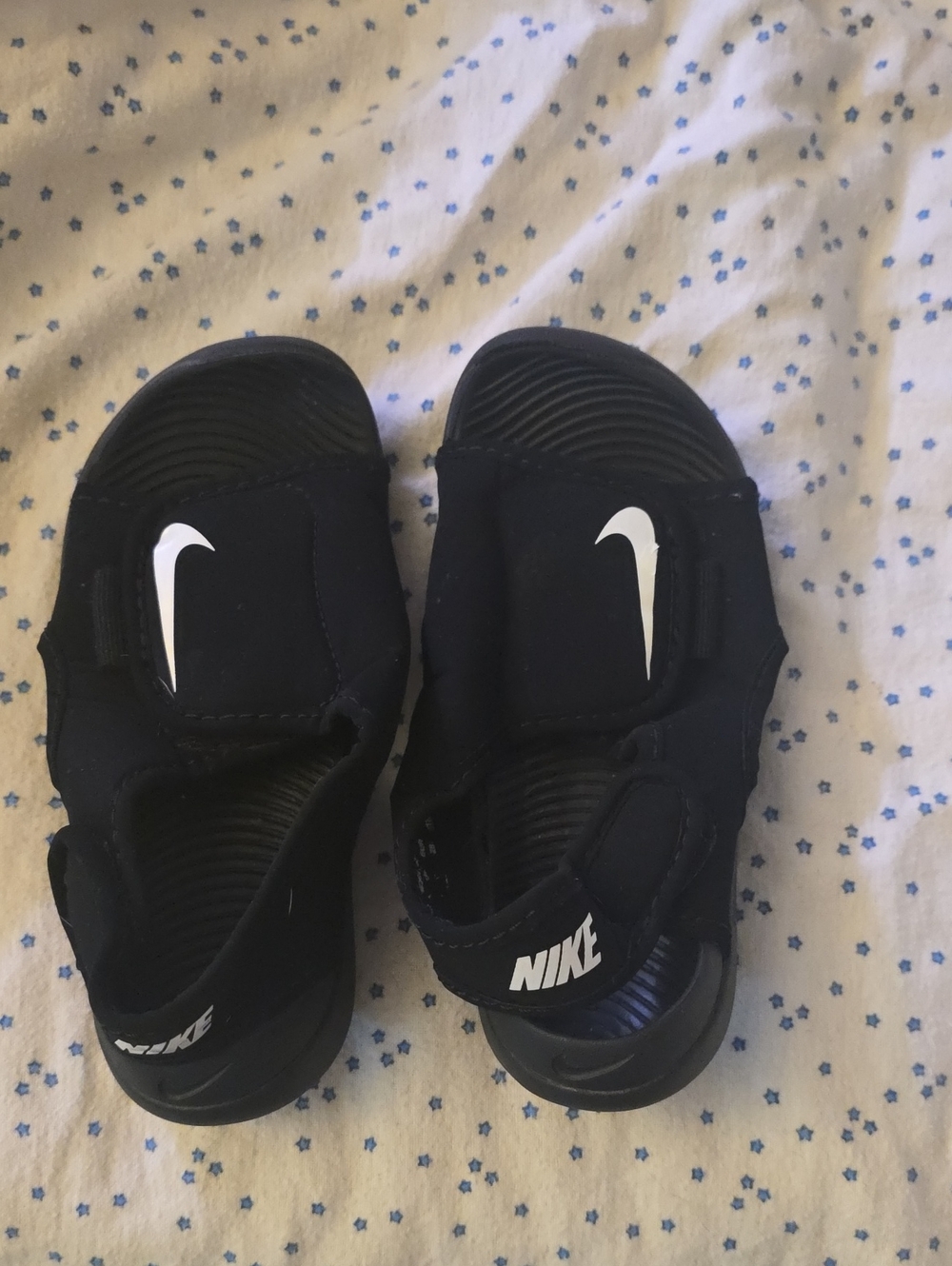 Nike Kids Black Sandals with White Swoosh